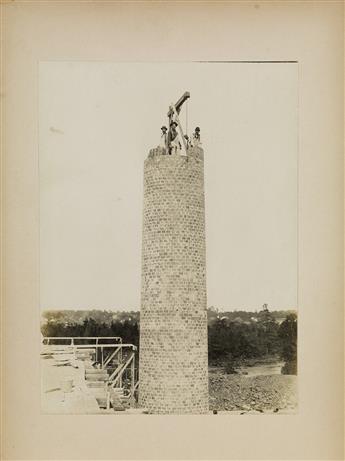 (REMINGTON CO. PAPER MILL) Album with 44 photographs chronicling the construction of a Remington Company paper mill in the Black River
